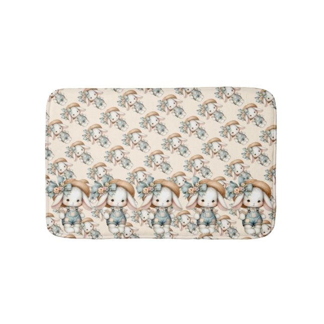 Tapis De Bain Lapin mignon dans les couloirs avec Casquette pail (Devant)