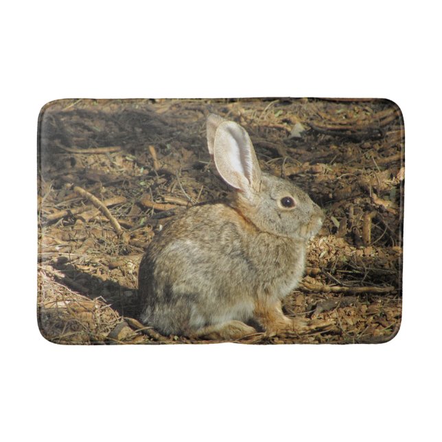 Tapis De Bain Lapin photo petit lapin dans la nature ensoleillée (Devant)