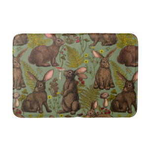 Tapis De Bain Lapins et flore boisée Mat de bain
