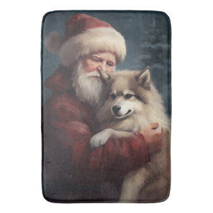 Tapis De Bain Lapphund finlandais Noël festif du Père Noël