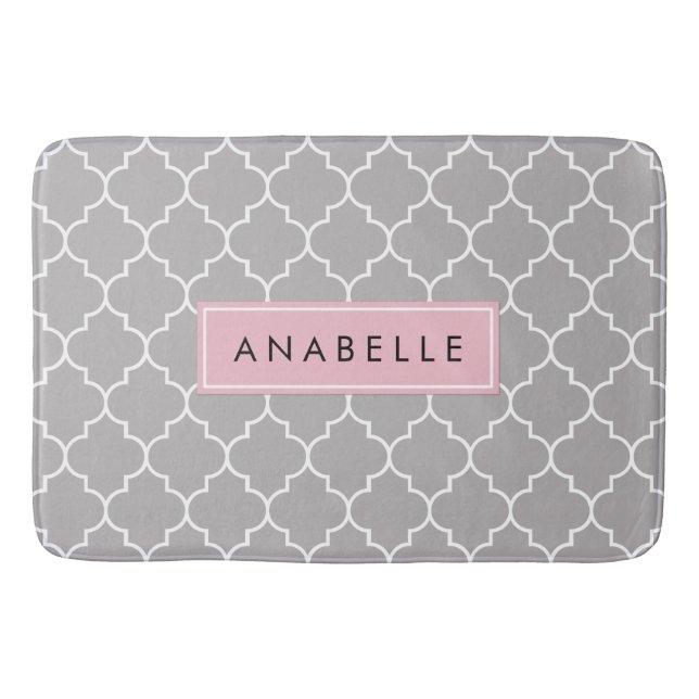 Tapis De Bain Latticwork gris, Trellis marocain, Votre Nom (Devant)
