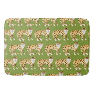 Tapis De Bain Laughing Leopards Smiling Cats Motif Avocado