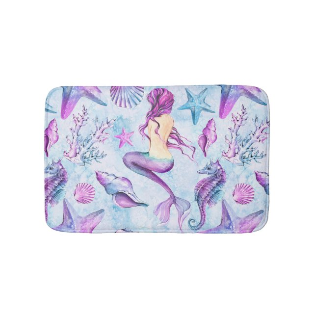 Tapis De Bain Lavande et bleu d'étoiles de mer d'hippocampe de (Devant)