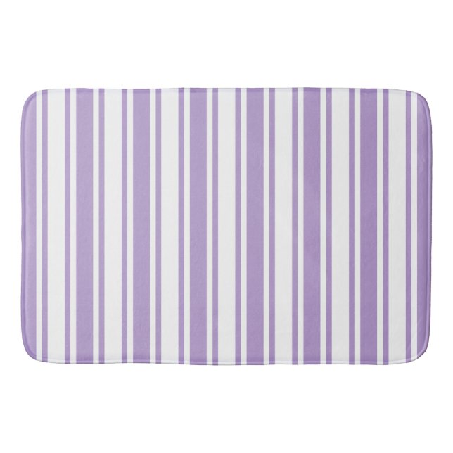 Tapis De Bain Lavande violet et blanc bonbons rayures (Devant)