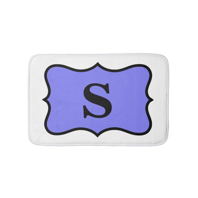 Tapis De Bain Lavande violette blanche Monogramme initial Accuei (Devant)