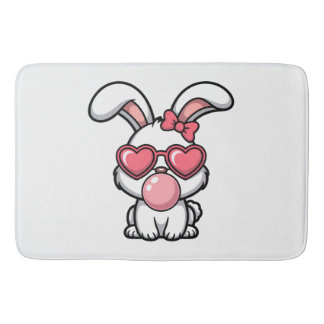 Tapis De Bain layful Kawaii Rabbit with Bubblegum Bubble