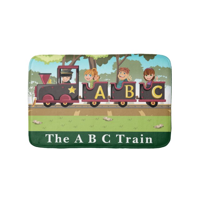 Tapis De Bain Le A B C Train Green Yellow Brown Wheels (Devant)