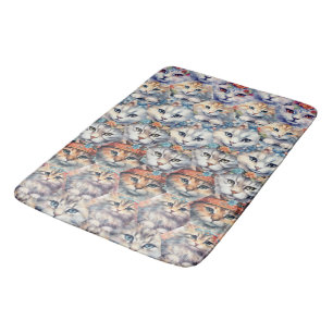 Tapis De Bain Le chat fait face au Motif Hexagon