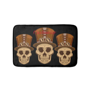 Tapis De Bain Le crâne de Steampunk en haut du chapeau Thunder_