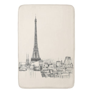 Tapis De Bain Le paysage urbain de Paris de Tour Eiffel esquisse