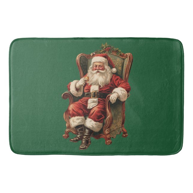 Tapis De Bain Le Père Noël rétro assis en chaise Noël (Devant)