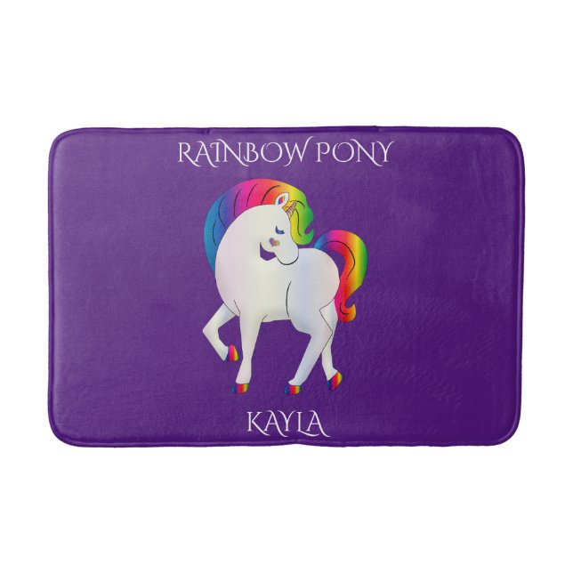 Tapis De Bain Le poney arc-en-ciel personnalisé nom enfant Bath  (Devant)