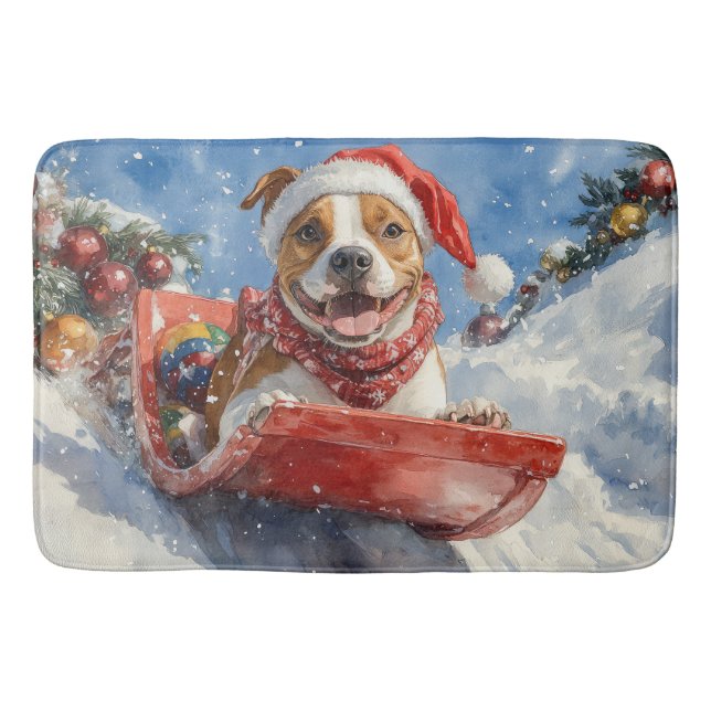 Tapis De Bain Le Staffordshire américain à Noël doré (Devant)