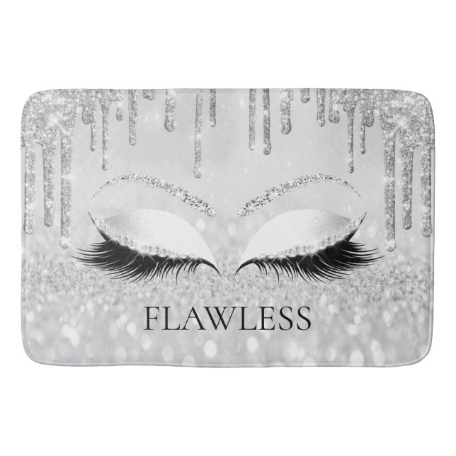 Tapis De Bain Lecteurs Parties scintillant Argent Nom Eyes Lashe (Devant)