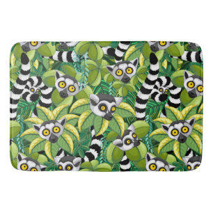 Tapis De Bain Lémurs de Madagascar dans la jungle exotique