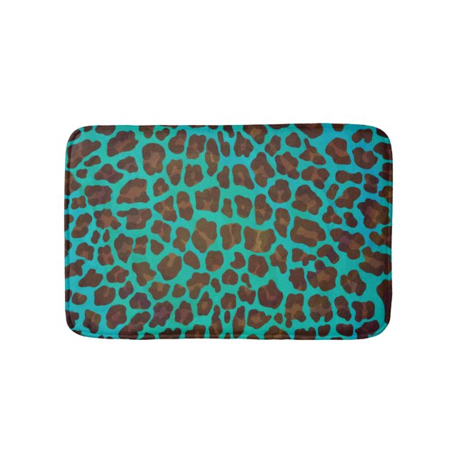 Tapis De Bain Léopard Brown et Turquoise (Devant)