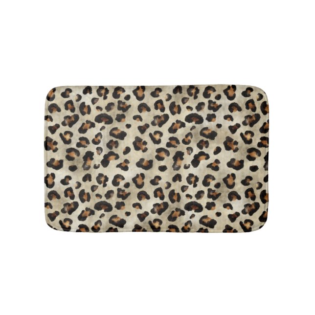 Tapis De Bain Leopard Cheetah Animal Print Pattern Beige Brown (Devant)