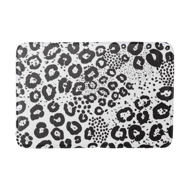 Tapis De Bain Léopard de neige noir blanc Poster de animal Cheet (Devant)