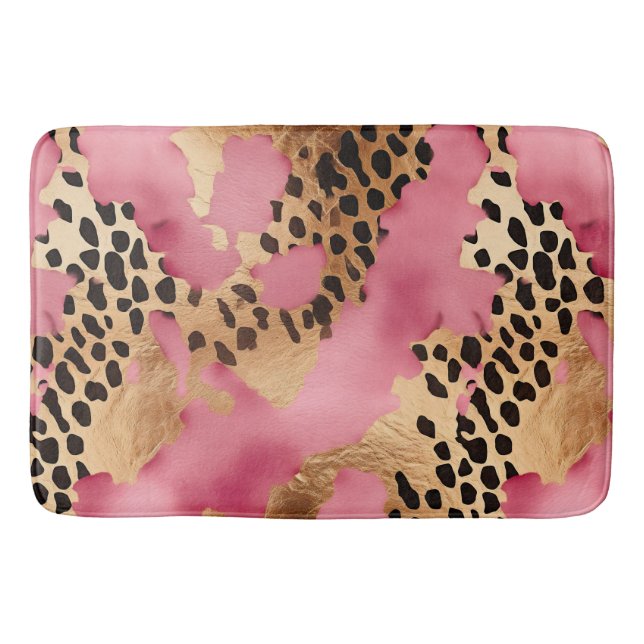 Tapis De Bain Léopard doré rose (Devant)