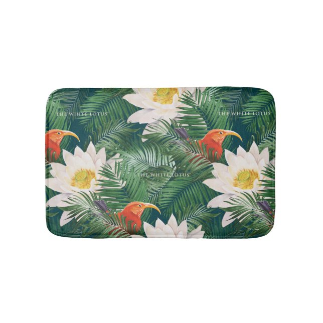 Tapis De Bain Les Blancs Lotus Tropical Birds & Lotus Motif (Devant)