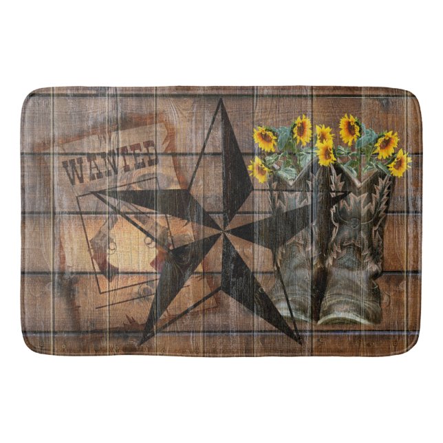 Tapis De Bain Les bottes de l'Ouest de Pistol Cowboy du Texas St (Devant)