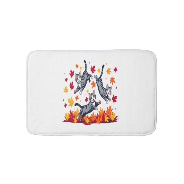 Tapis De Bain Les chats jouent dans les feuilles d'automne (Devant)