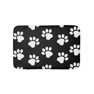Tapis De Bain Les Empreintes de pattes de Chat-Chien Blanc sur N