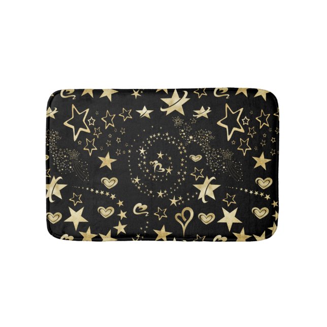 Tapis De Bain Les étoiles d'or et les coeurs (Devant)