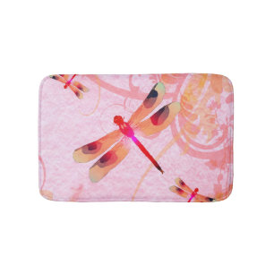 Tapis De Bain Les libellules Sur Le Mat Rose
