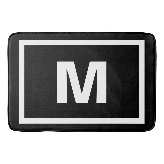 Tapis De Bain Lettre blanche simple noire moderne de cadre et de (Devant)