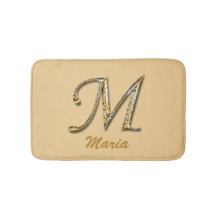 TAPIS DE BAIN LETTRE D'ARGENT D'OR M MONO INITIAL