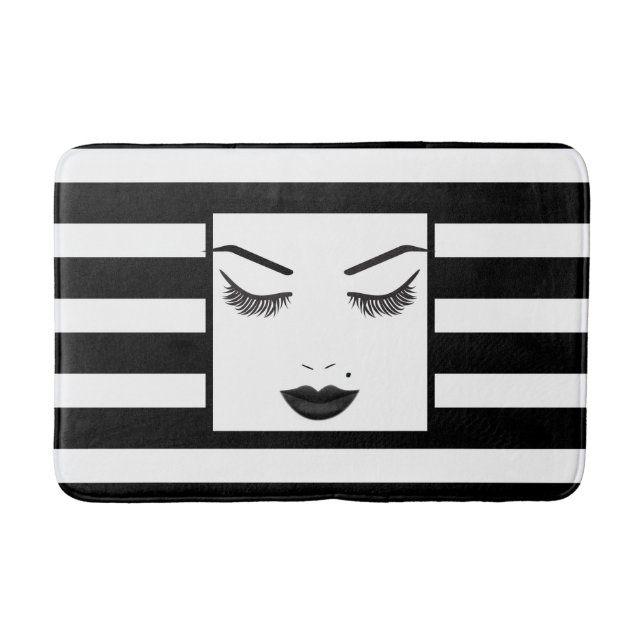 Tapis De Bain Lèvres noires Maquillage de beauté cils et sourcil (Devant)