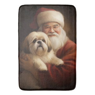 Tapis De Bain Lhasa Apso Avec Noël Festif Du Père Noël