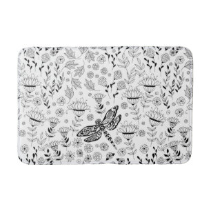 Tapis De Bain libellule et fleurs
