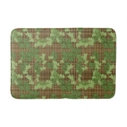 Tapis De Bain Lierre vert sur plaid doré noir
