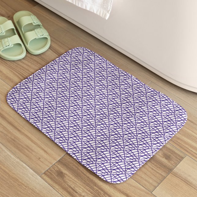 Tapis De Bain Lignes Abstraites Bleues Élégantes (Créateur téléchargé)