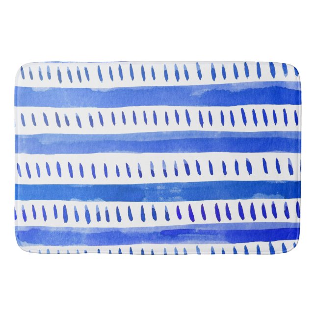 Tapis De Bain Lignes d'aquarelle Abstraites - bleu (Devant)