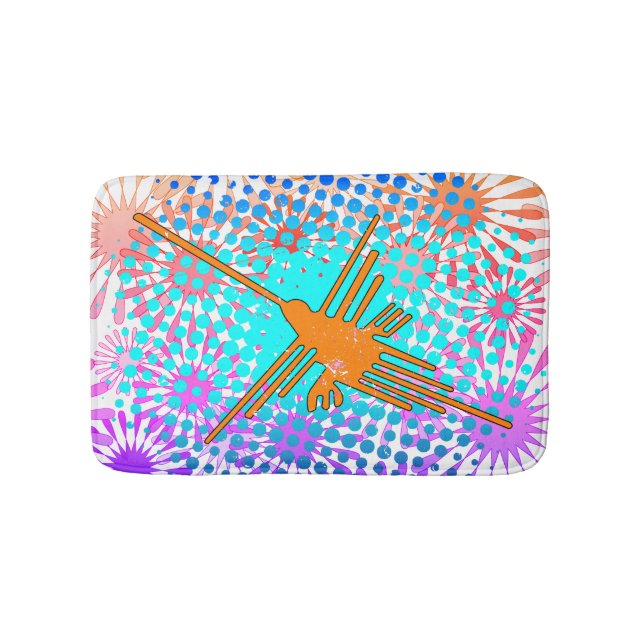 Tapis De Bain Lignes de Nazca Dorées Perdues Colibri (Devant)