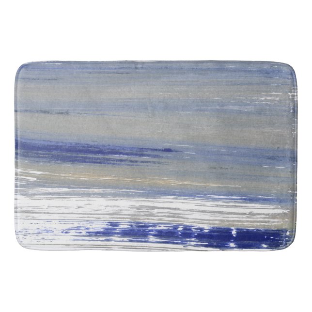 Tapis De Bain Lignes grises, blanches et bleues (Devant)