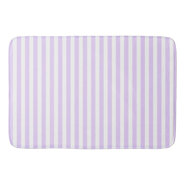 Tapis De Bain Lilac violet et blanc bonbons rayures (Devant)