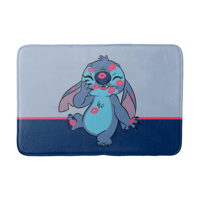 Tapis De Bain Lilo & Stitch | Stitch Couvert dans les baisers (Devant)