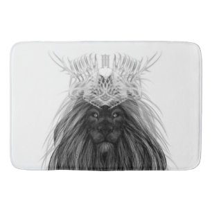 Tapis De Bain Lion noir avec couronne Antlers et monogramme