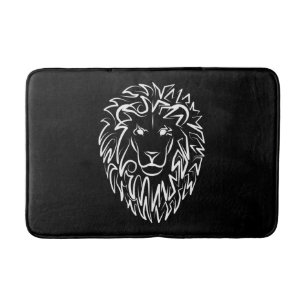 Tapis De Bain Lion tribal noir et blanc
