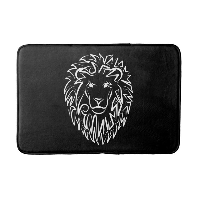 Tapis De Bain Lion tribal noir et blanc (Devant)