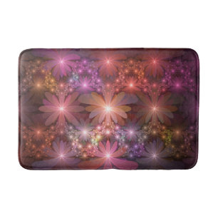 Tapis De Bain Lit De Fleurs Coloré brillant Abstrait Fractage Ar