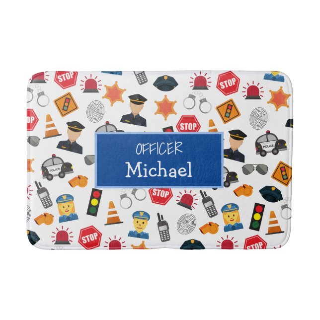 Tapis De Bain Little Boys Police Officier Motif Salle de bain po (Devant)