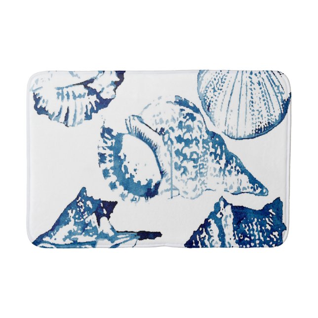 Tapis De Bain littoral chic indigo bleu marine (Devant)