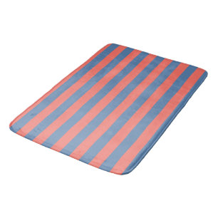 Tapis De Bain Lıving Coral et lignes horizontales bleu Pacifique