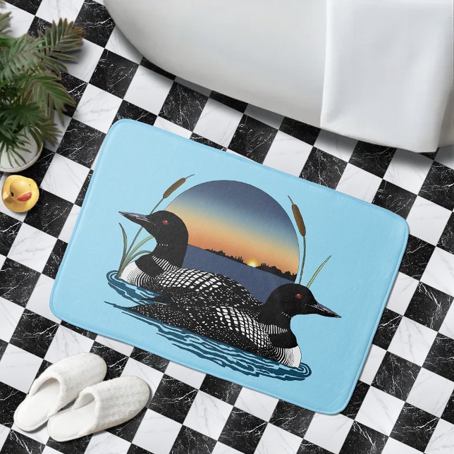 Tapis De Bain Loon Couple coucher de soleil bleu (Créateur téléchargé)