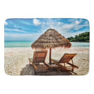 Tapis De Bain Lounge on beach throw pillow